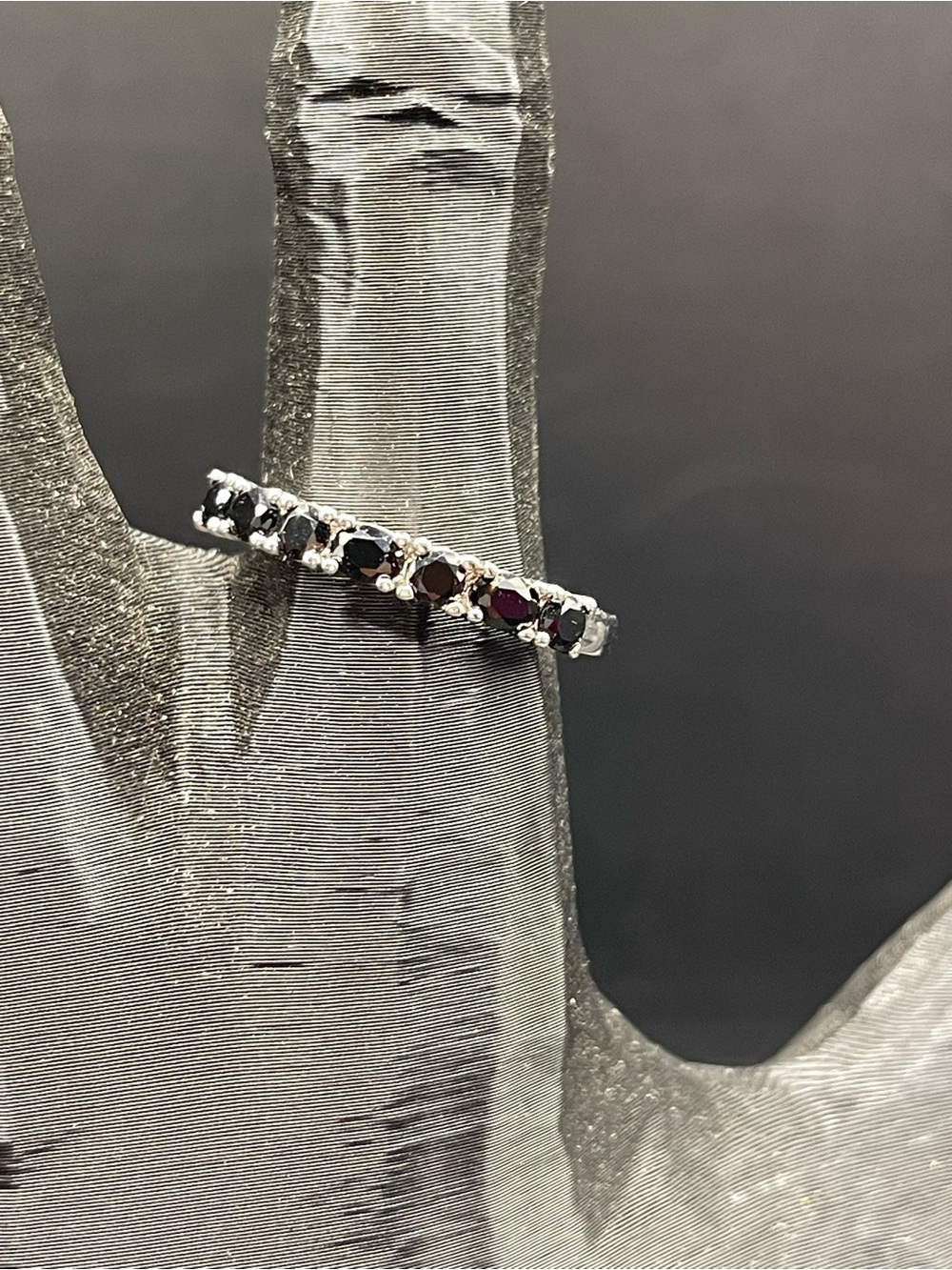 Bomb Party Black Spinel Eternity Ring 925 Sterling Silver NWOT